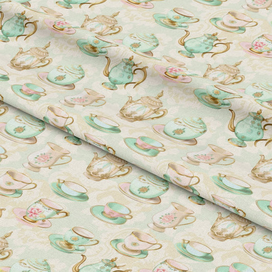 Whimsical Tea Party Pattern 8 Quilting Cotton Fabric