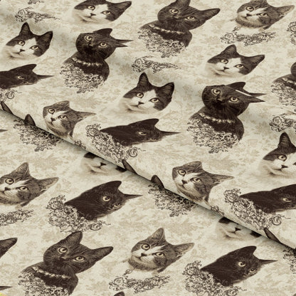Vintage Cats With Lace Pattern 2 Quilting Cotton Fabric