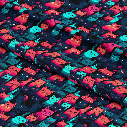 Suspicious Cats Pattern 5 Quilting Cotton Fabric