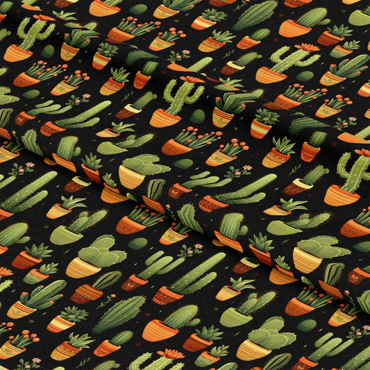 Retro Cactus Pattern 1 Quilting Cotton Fabric