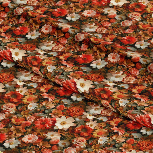 Realistic Flower Patch Pattern 16 Quilting Cotton Fabric