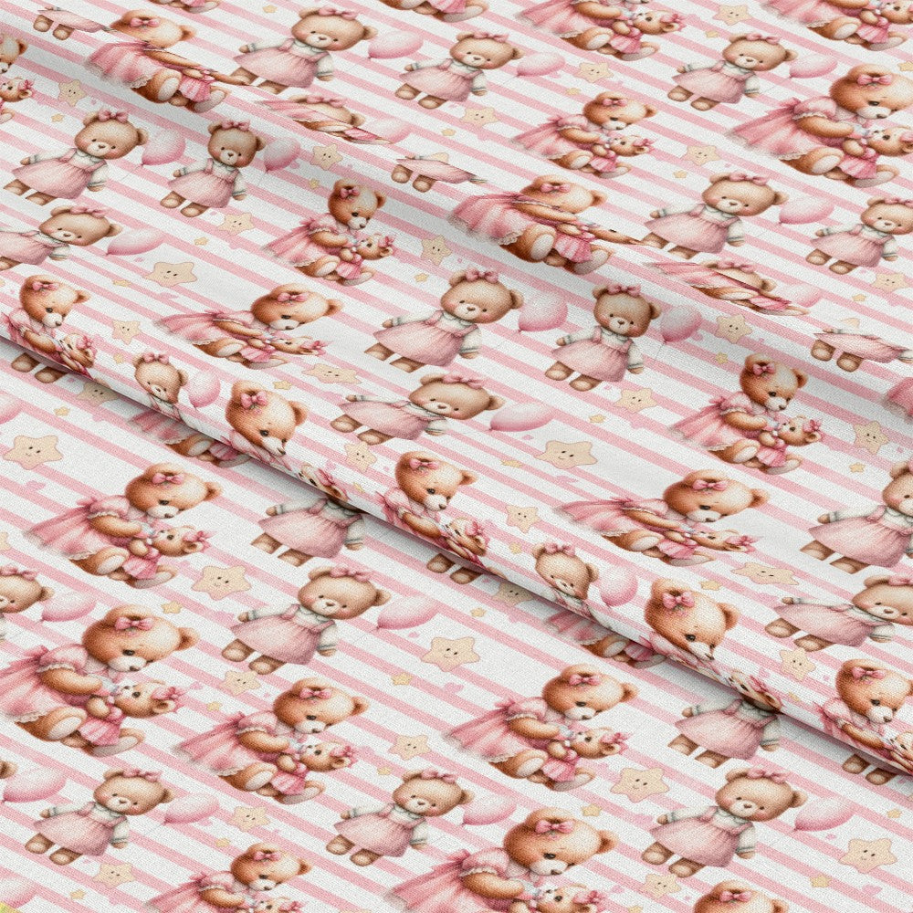 Pink Baby Teddy Bears Pattern 6 Quilting Cotton Fabric