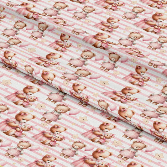 Pink Baby Teddy Bears Pattern 6 Quilting Cotton Fabric