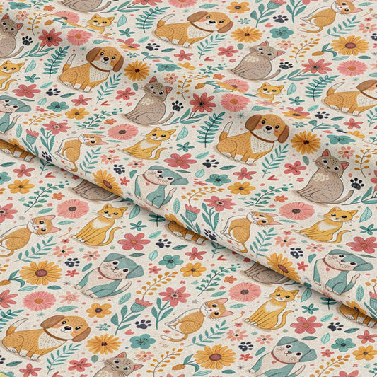 Heart and Paw Prints Pattern 1 Quilting Cotton Fabric