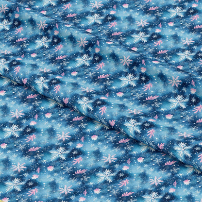 Watercolor Blue Christmas Pattern 10 Quilting Cotton Fabric