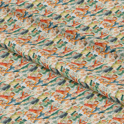 Watercolor Football Pattern 9 Quilting Cotton Fabric