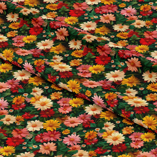 Realistic Flower Patch Pattern 6 Quilting Cotton Fabric