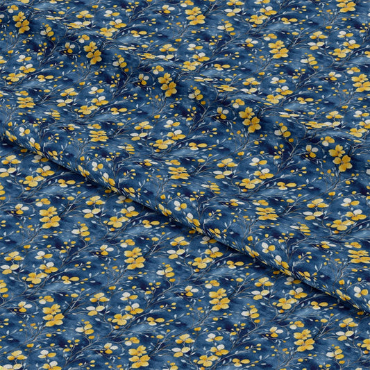 Blue Jay Florals Pattern 1 Quilting Cotton Fabric