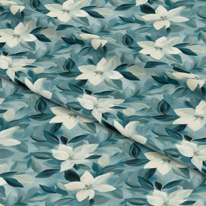 Cornflower Blue Floral Pattern 6 Quilting Cotton Fabric