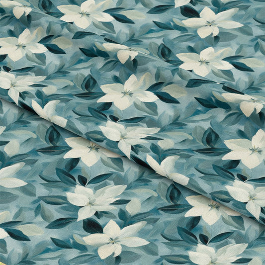 Cornflower Blue Floral Pattern 6 Quilting Cotton Fabric