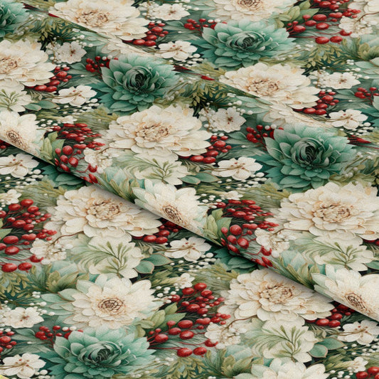 Christmas Florals Pattern 8 Quilting Cotton Fabric