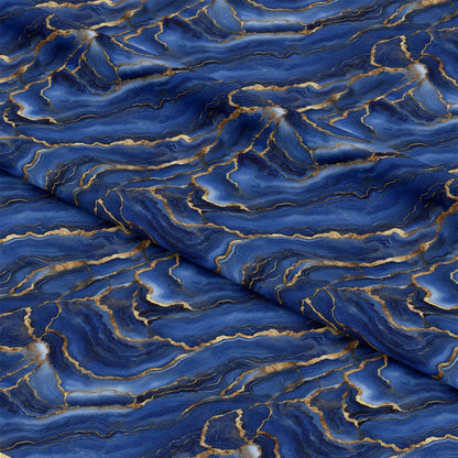 Royal Blue and Gold Agate Pattern 12 Quilting Cotton Fabric