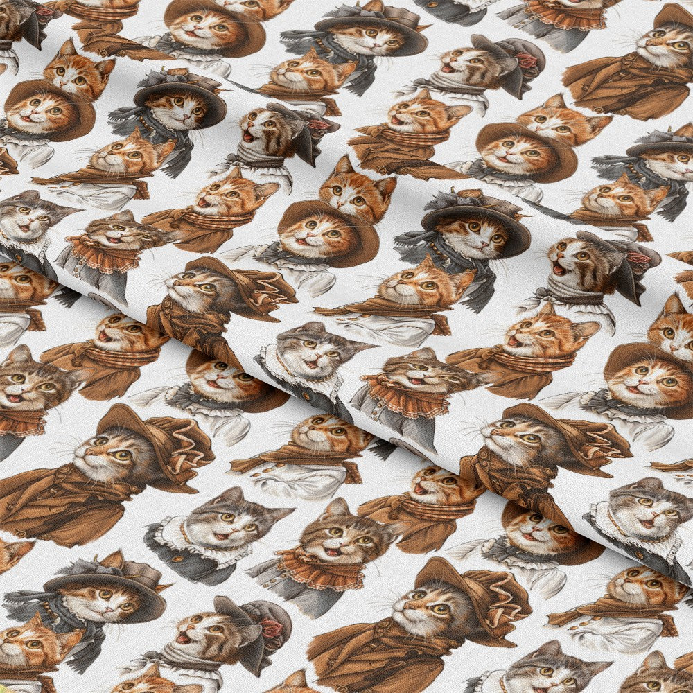 Victorian Cats Pattern 8 Quilting Cotton Fabric