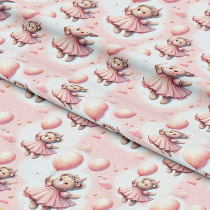 Pink Night Time Teddy Bears Pattern 11 Quilting Cotton Fabric
