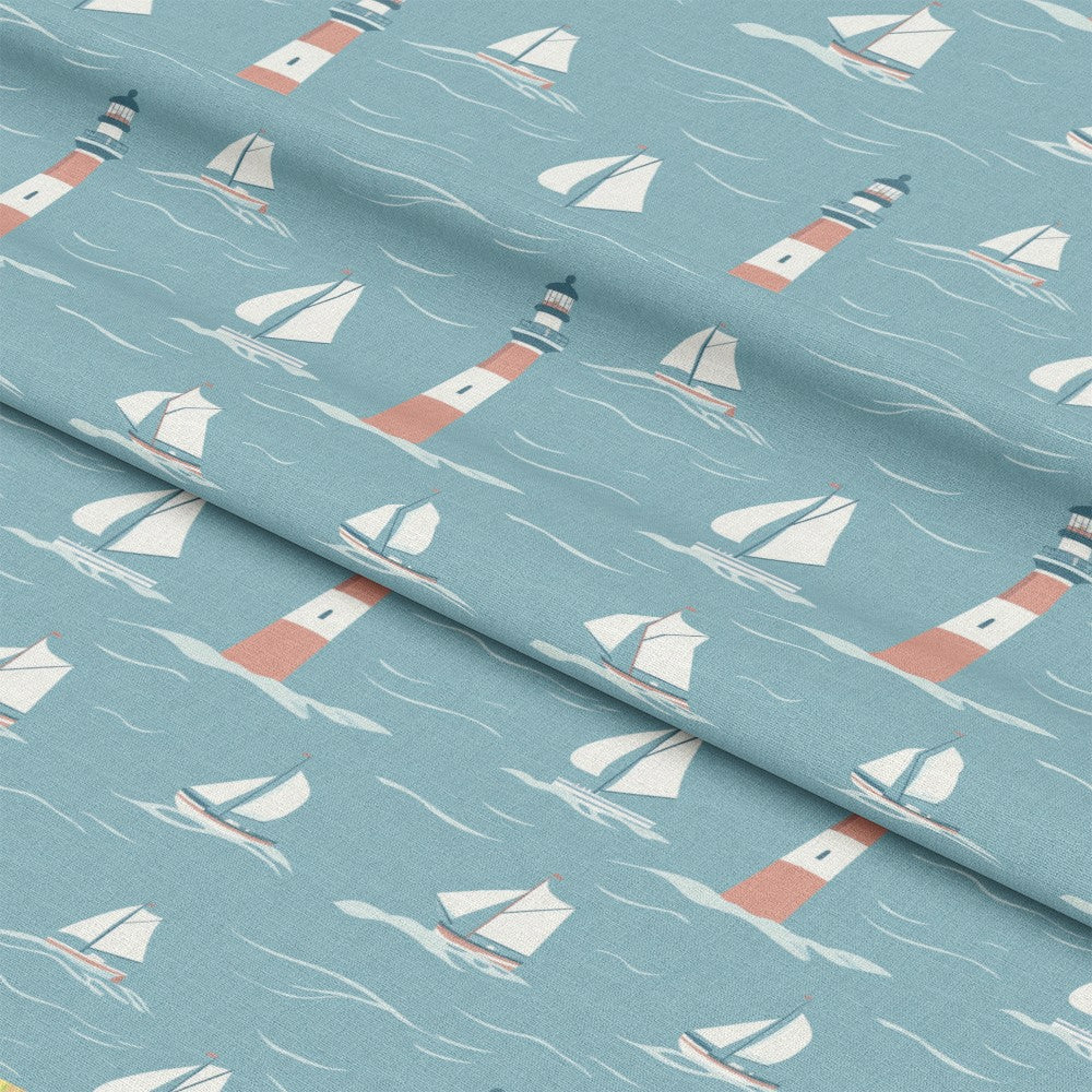 Lighthouse and Sailboats Pattern 7 Quilting Cotton Fabric