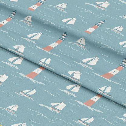 Lighthouse and Sailboats Pattern 7 Quilting Cotton Fabric