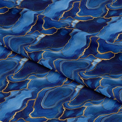 Royal Blue and Gold Agate Pattern 31 Quilting Cotton Fabric