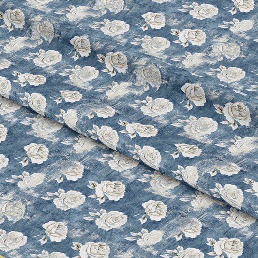 Vintage Farmhouse Blue Pattern 5 Quilting Cotton Fabric