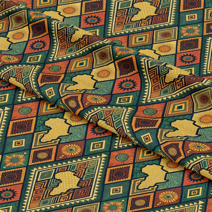 African Tribal Pattern 9 Quilting Cotton Fabric