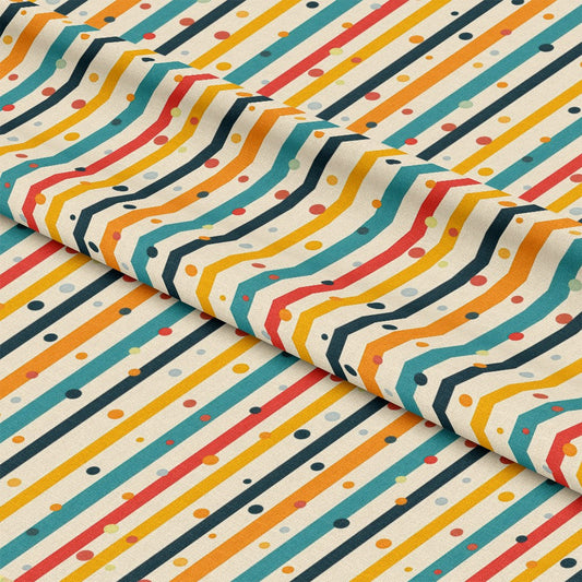 Colorful Stripes and Dots Pattern 1 Quilting Cotton Fabric