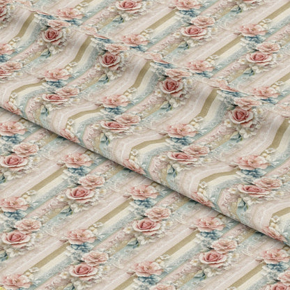 Floral Stripes Pattern 4 Quilting Cotton Fabric