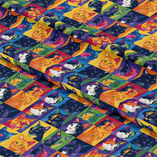 Cat Patchwork Pattern 2 Quilting Cotton Fabric