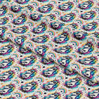 Cool Rainbow Unicorn Pattern 1 Quilting Cotton Fabric