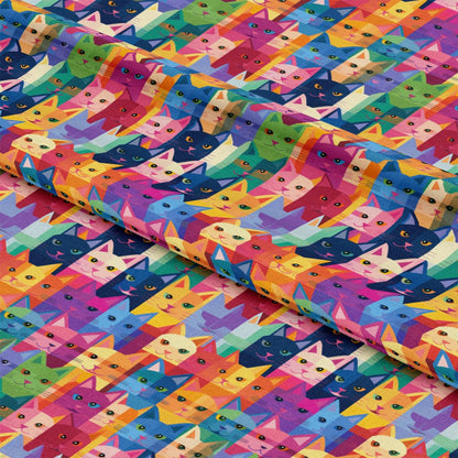 Cat Patchwork Pattern 7 Quilting Cotton Fabric