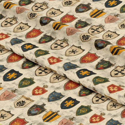 Rustic German Banners and Shields Pattern 3 Quilting Cotton Fabric