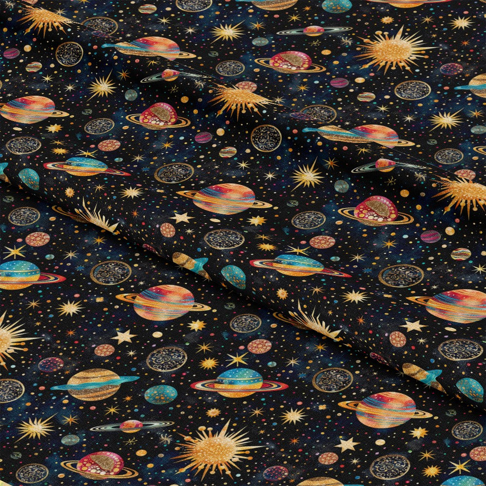 Planets and Stars Pattern 4 Quilting Cotton Fabric