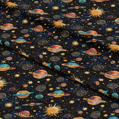 Planets and Stars Pattern 4 Quilting Cotton Fabric
