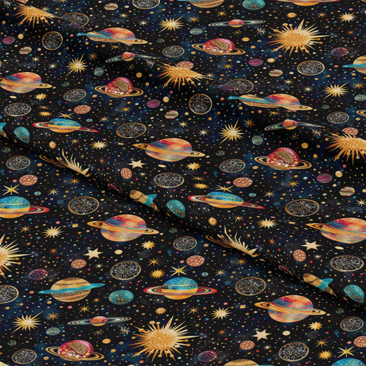 Planets and Stars Pattern 4 Quilting Cotton Fabric