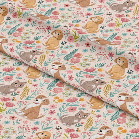 Heart and Paw Prints Pattern 8 Quilting Cotton Fabric