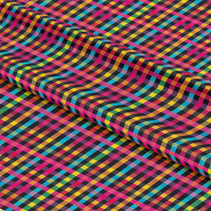Neon Gingham Pattern 15 Quilting Cotton Fabric