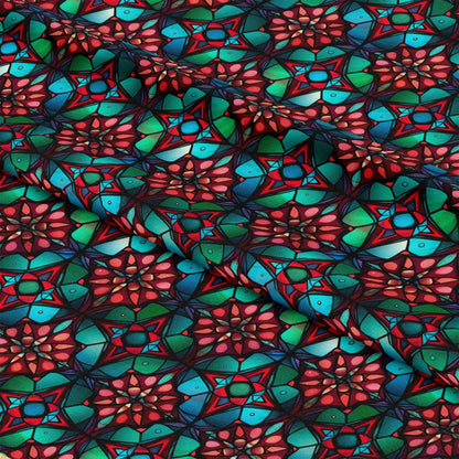 Stained Glass Christmas Pattern 10 Quilting Cotton Fabric