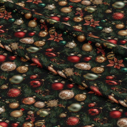 Realistic Christmas Ornaments Pattern 4 Quilting Cotton Fabric