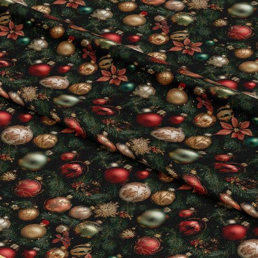 Realistic Christmas Ornaments Pattern 4 Quilting Cotton Fabric