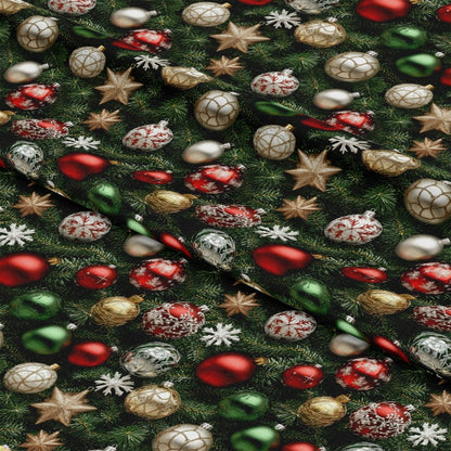 Realistic Christmas Ornaments Pattern 9 Quilting Cotton Fabric