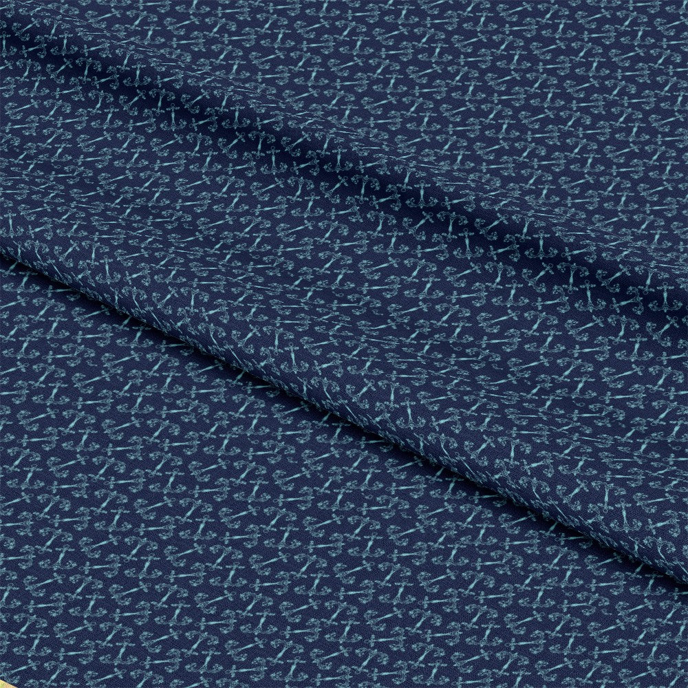 Navy Nautical Sea Pattern 8 Quilting Cotton Fabric