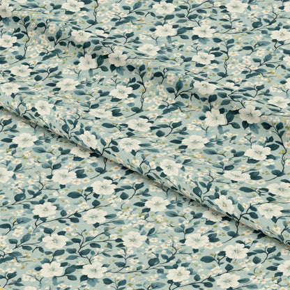 Cornflower Blue Floral Pattern 14 Quilting Cotton Fabric
