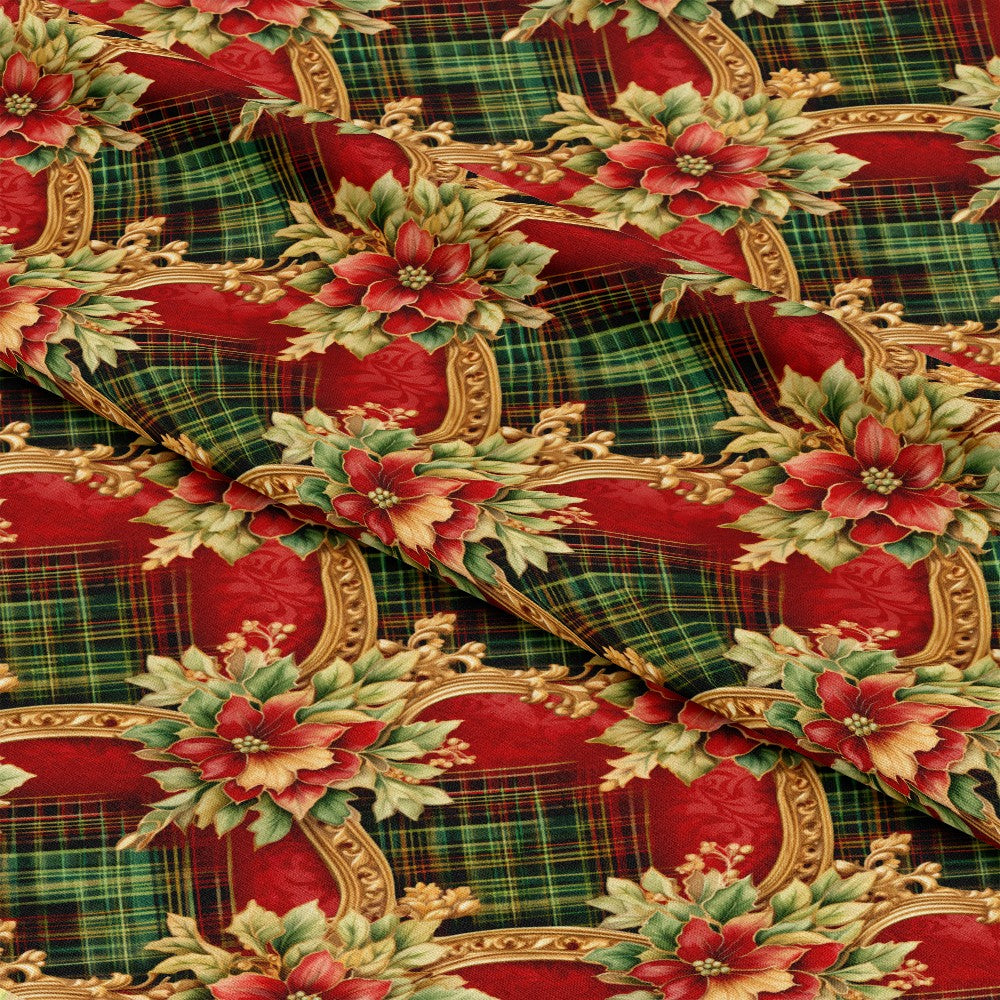 Red Green Gold Christmas Pattern 13 Quilting Cotton Fabric