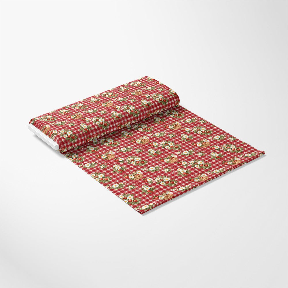 Strawberry Gingham Picnic Pattern 8 Quilting Cotton Fabric