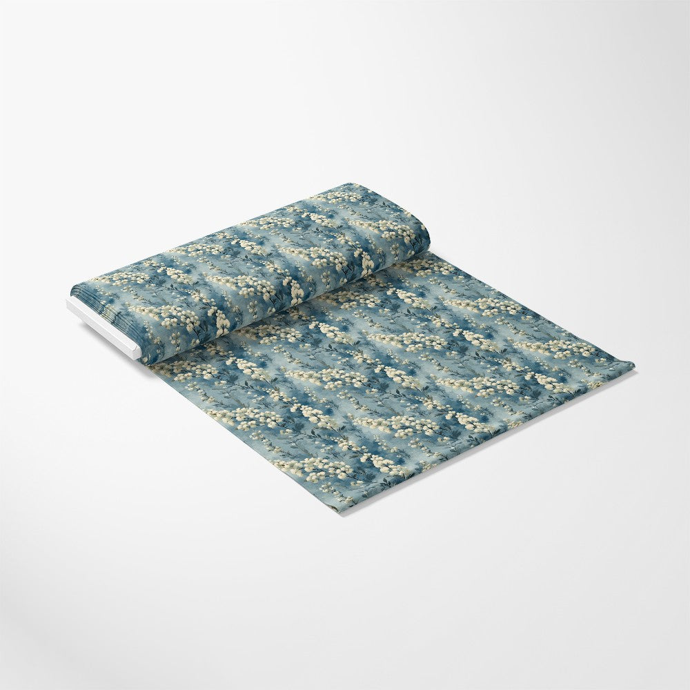 Cornflower Blue Floral Pattern 19 Quilting Cotton Fabric