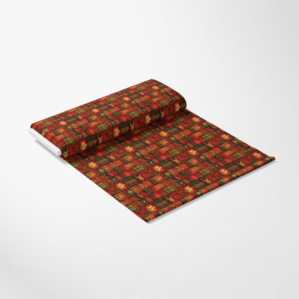 Red Green Gold Christmas Pattern 6 Quilting Cotton Fabric