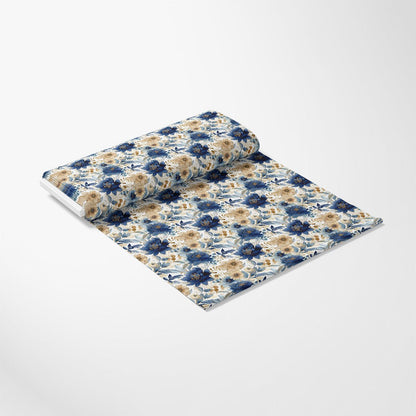 Blue and Gold Floral Pattern 5 Quilting Cotton Fabric