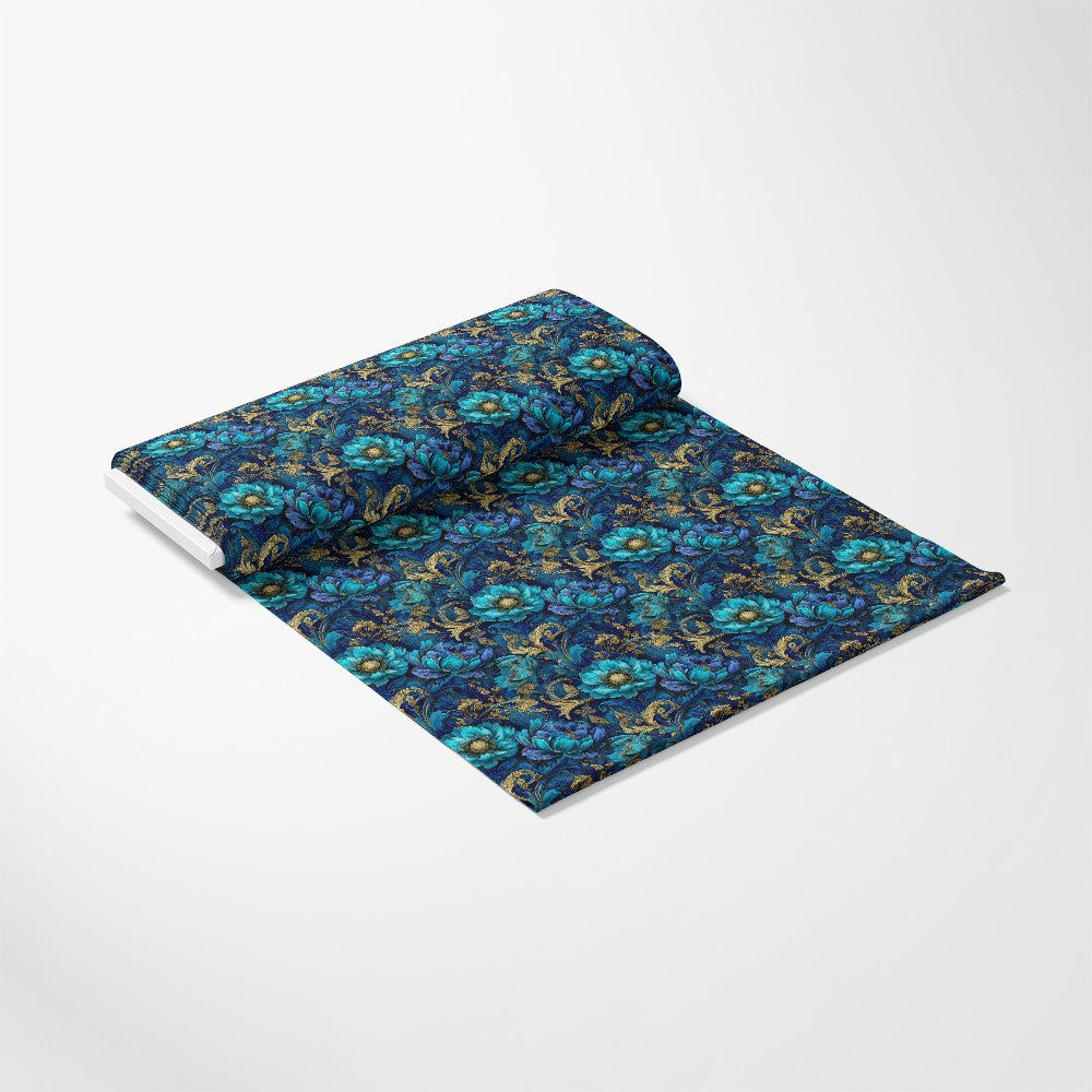 Blue Ornamental Floral Pattern 6 Quilting Cotton Fabric