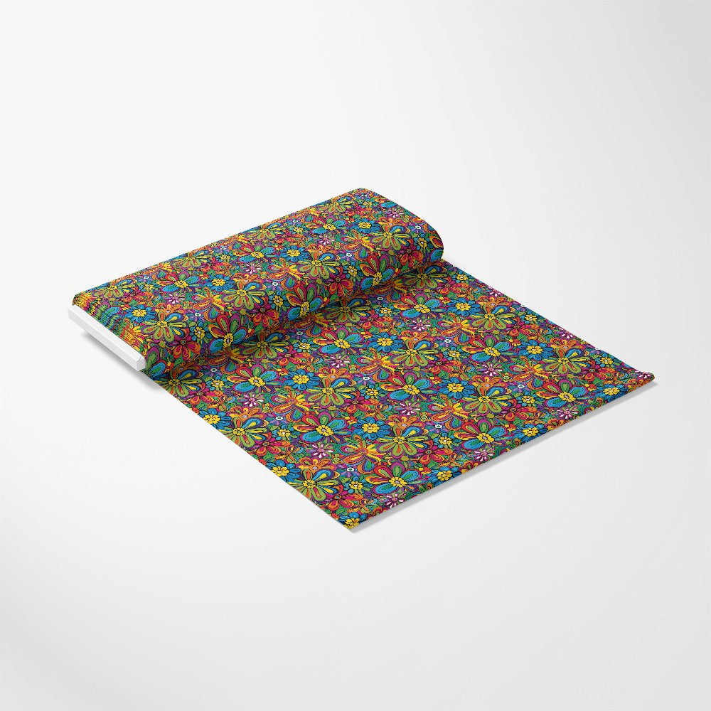 Rainbow Hippie Flowers Pattern 11 Quilting Cotton Fabric