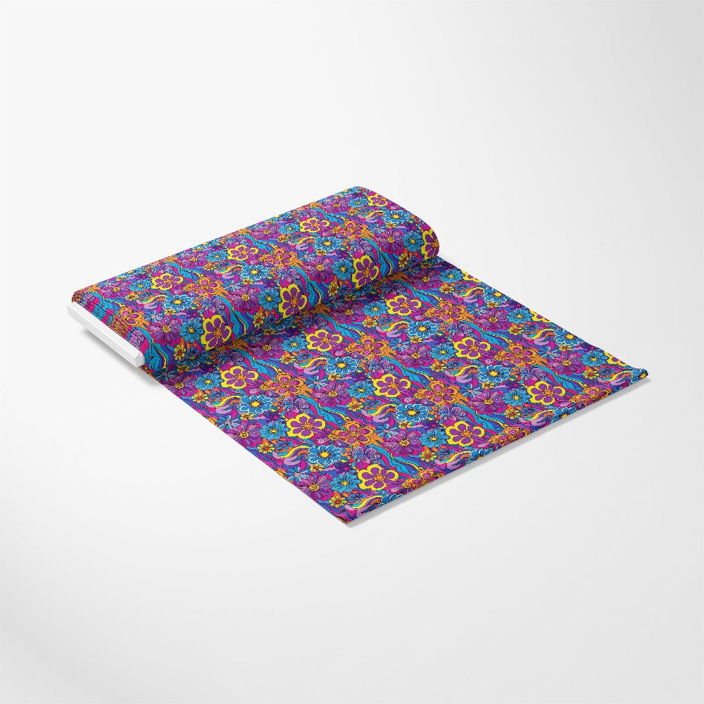 Rainbow Hippie Flowers Pattern 3 Quilting Cotton Fabric