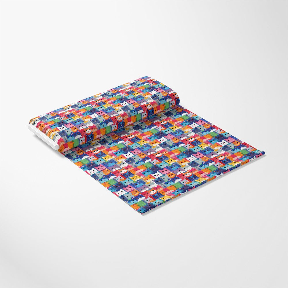Cat Patchwork Pattern 12 Quilting Cotton Fabric