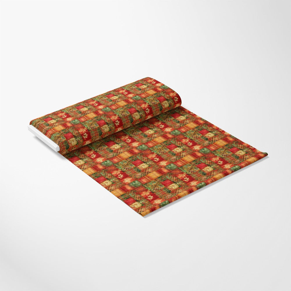 Red Green Gold Christmas Pattern 19 Quilting Cotton Fabric